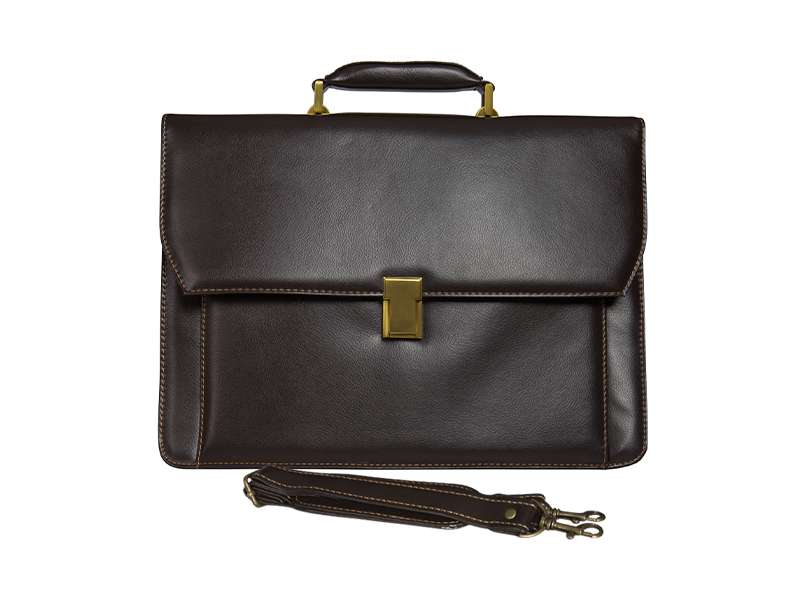 Brown leather briefcase with detachable strap