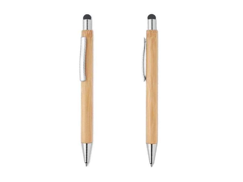 Two bamboo pens with metal tips and clips