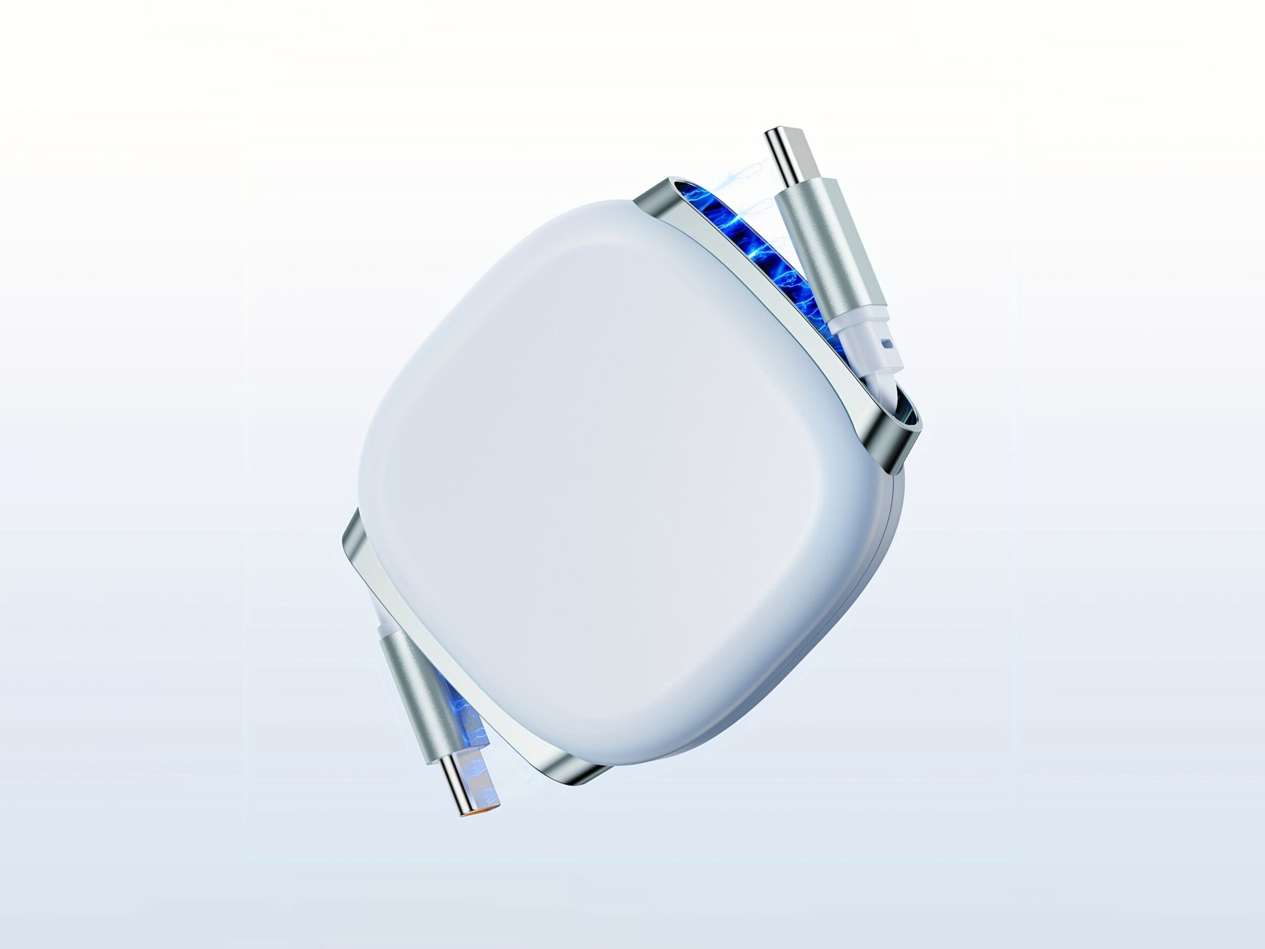 White charging hub with multiple USB-C ports.