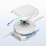 Unfolding mechanical component with gears and arrows.