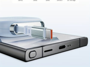 USB-C charger connecting to smartphone