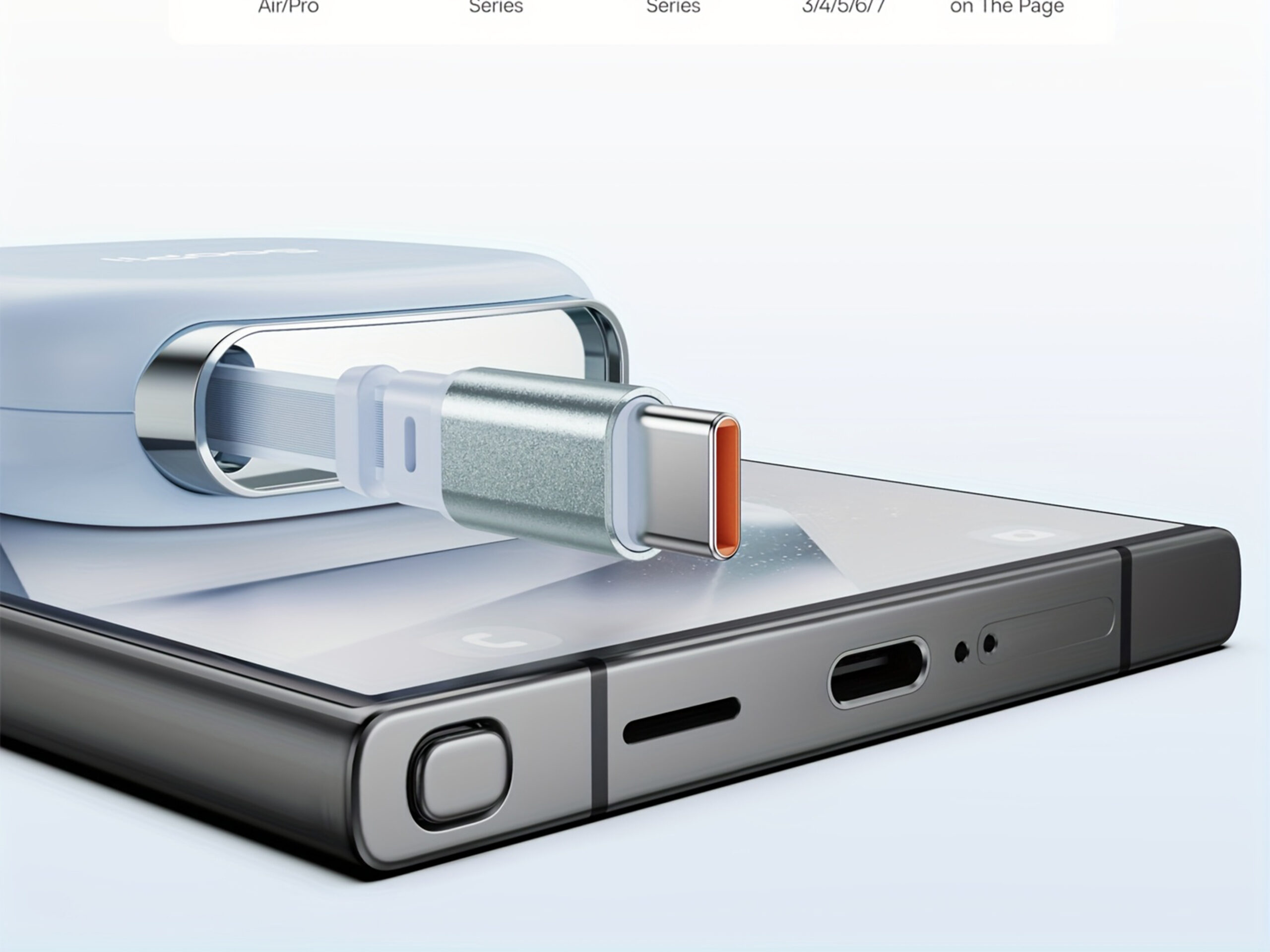 USB-C charger connecting to smartphone