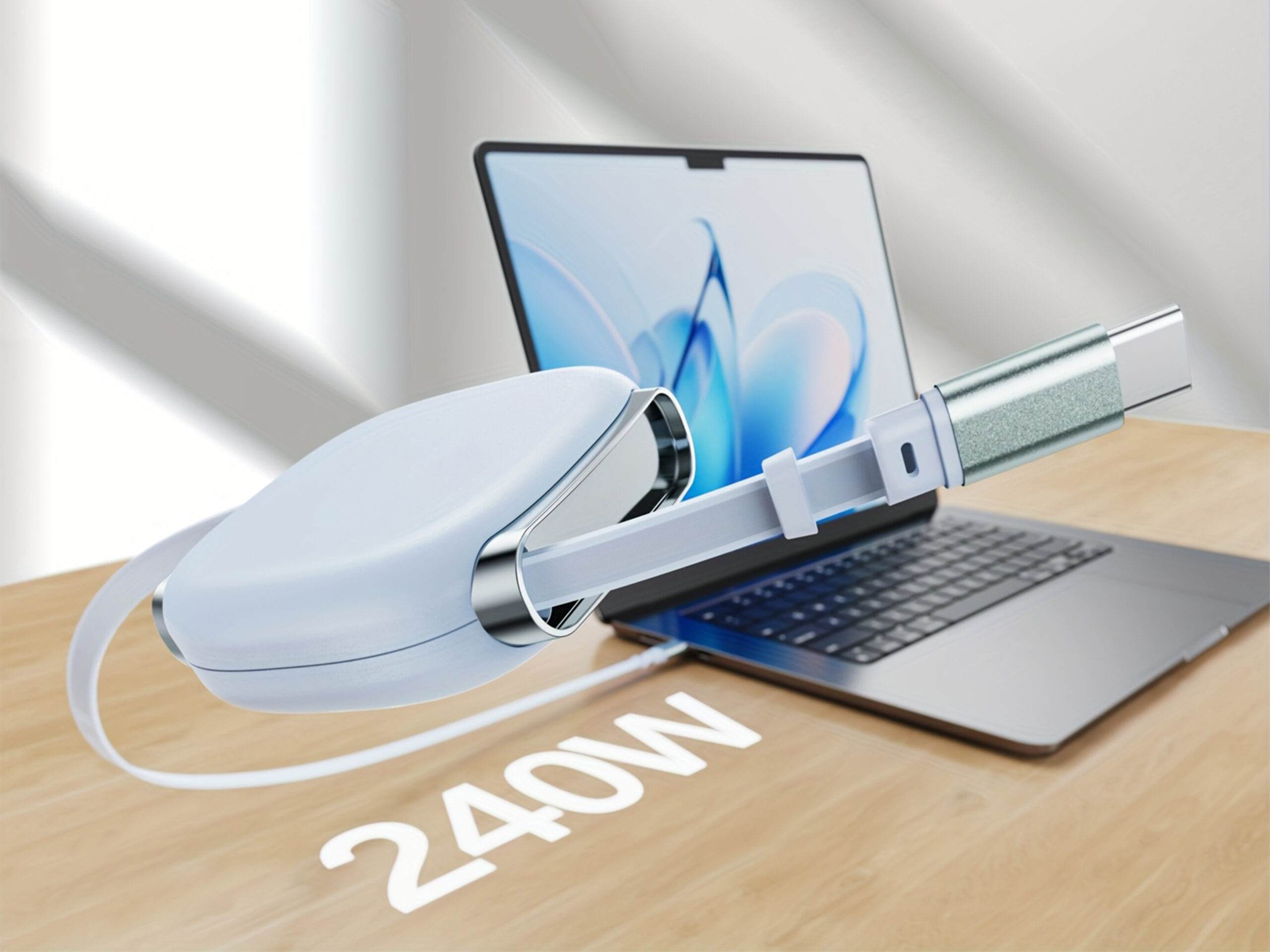 240W laptop charger with USB-C connection.