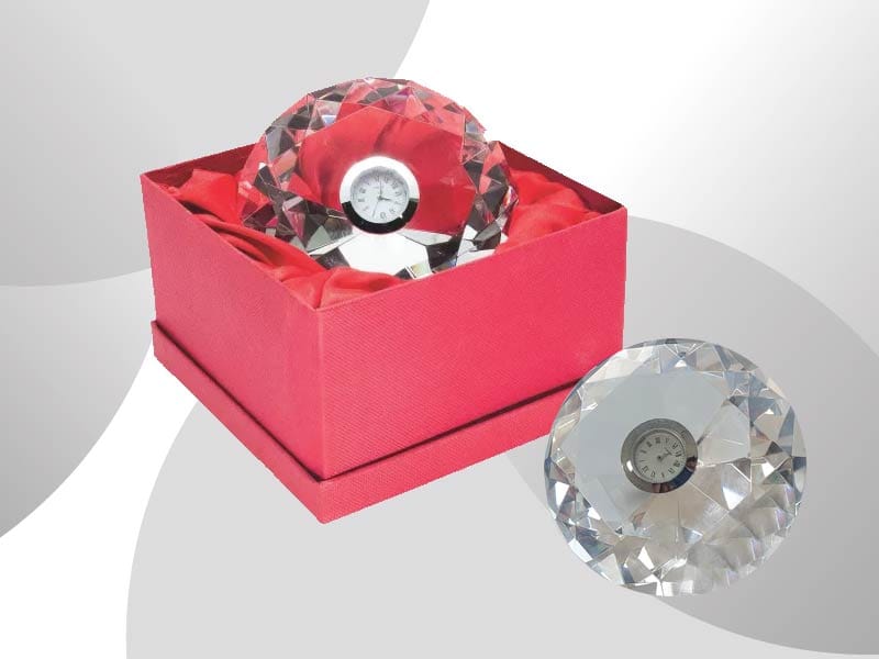 Crystal clock in red gift box