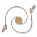 Eco-friendly multi-connector USB cable with bamboo hub
