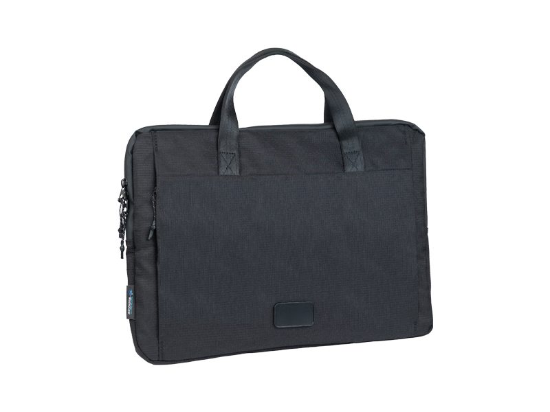 Black laptop bag with handles and zipper
