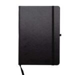 Black hardcover notebook with elastic strap