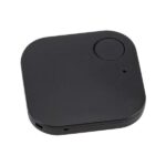 Black Bluetooth tracker device with button.
