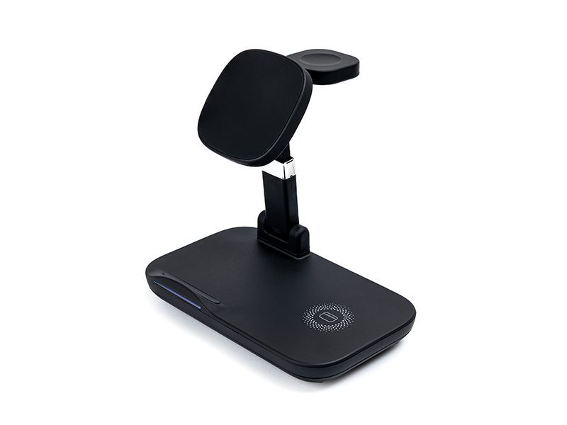 Black wireless charging stand with phone holder
