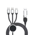 Multi-device USB charging cable with four connectors