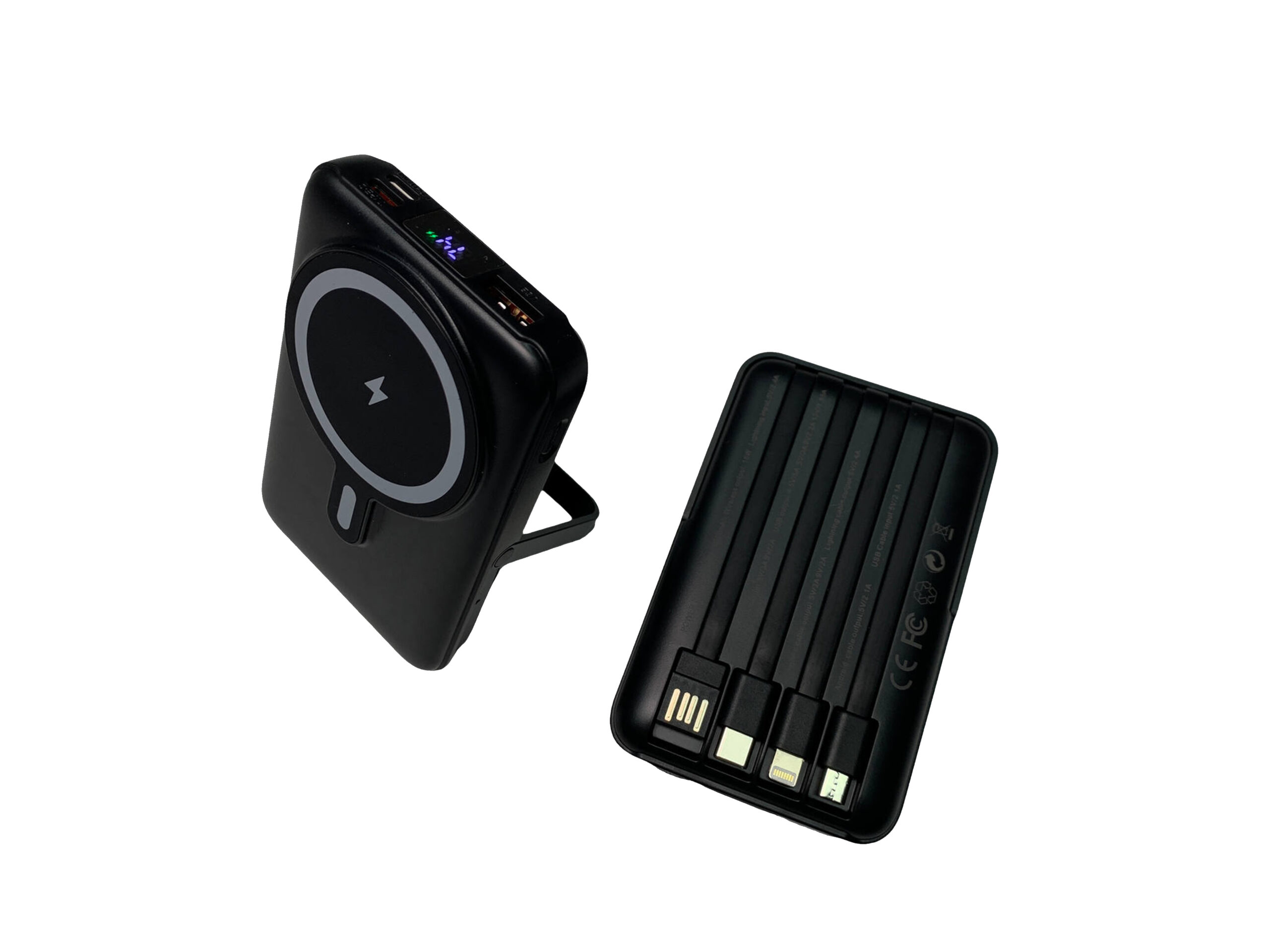 Portable power bank with charging cables