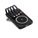 Wireless charging power bank with multiple cables