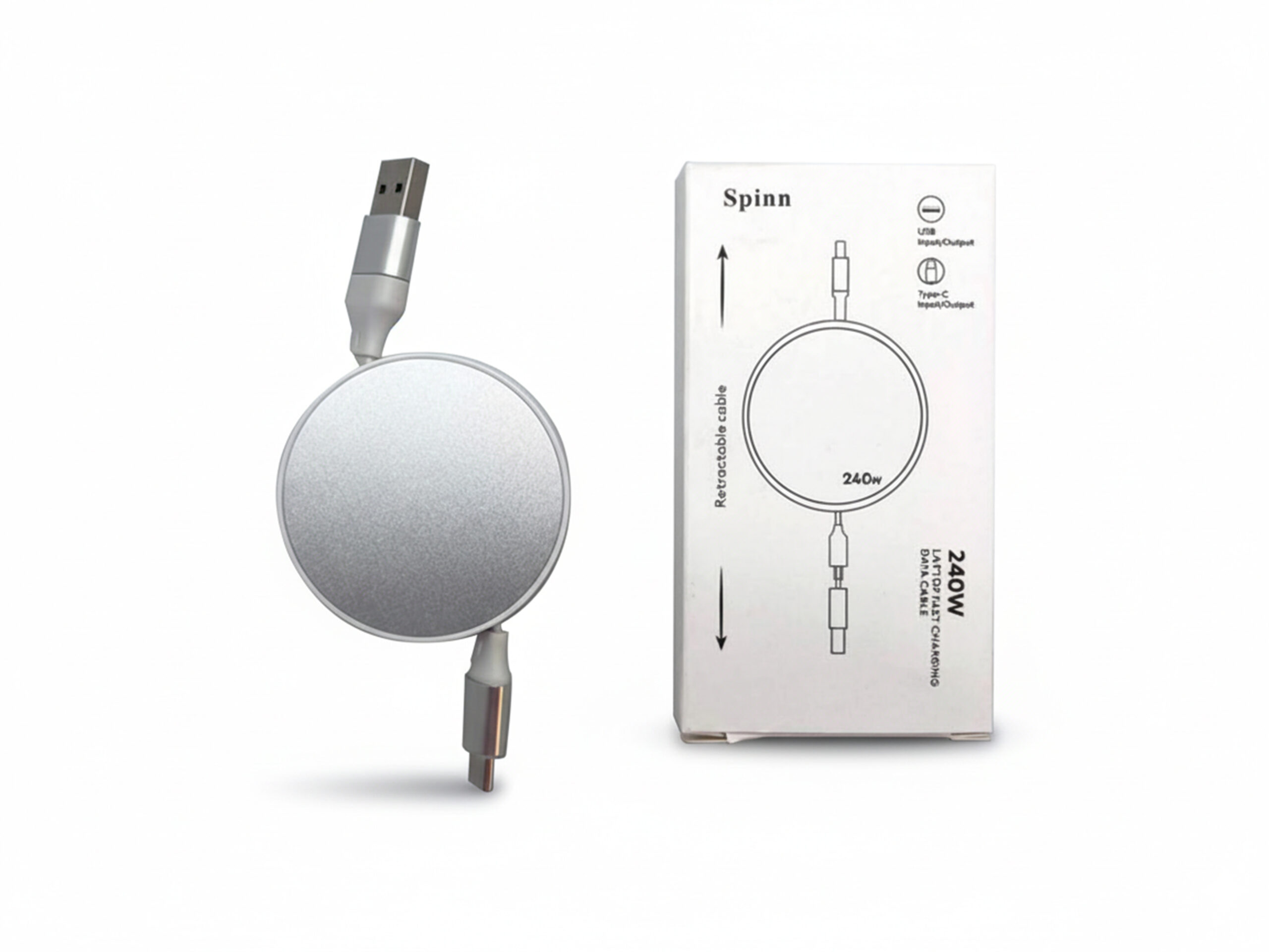 240W retractable USB-C cable by Spinn.