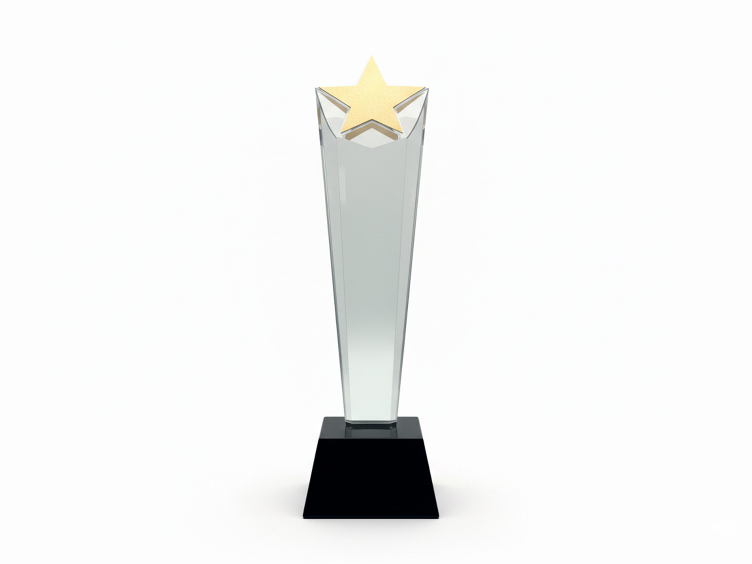 Crystal award with golden star on top