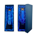 Star-shaped crystal trophy in blue satin box