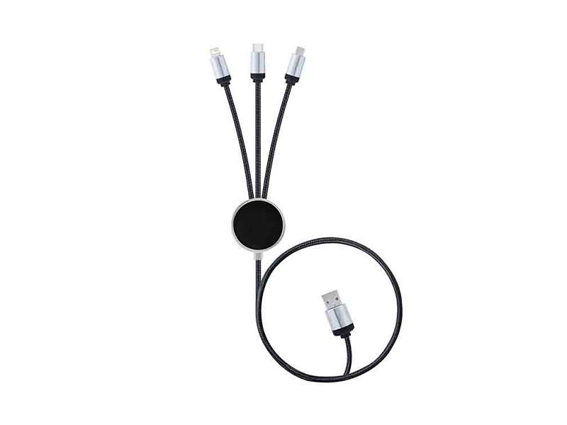 Multi-port USB charging cable with adapters.