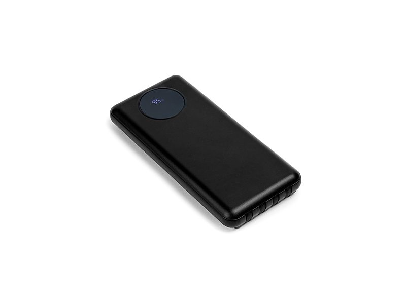 Black wireless charging power bank with display
