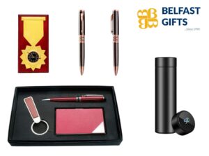 Corporate gift set with pens and thermal flask