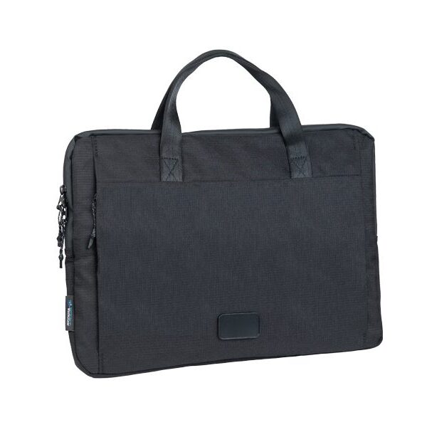 Black laptop briefcase with handles and zipper pocket